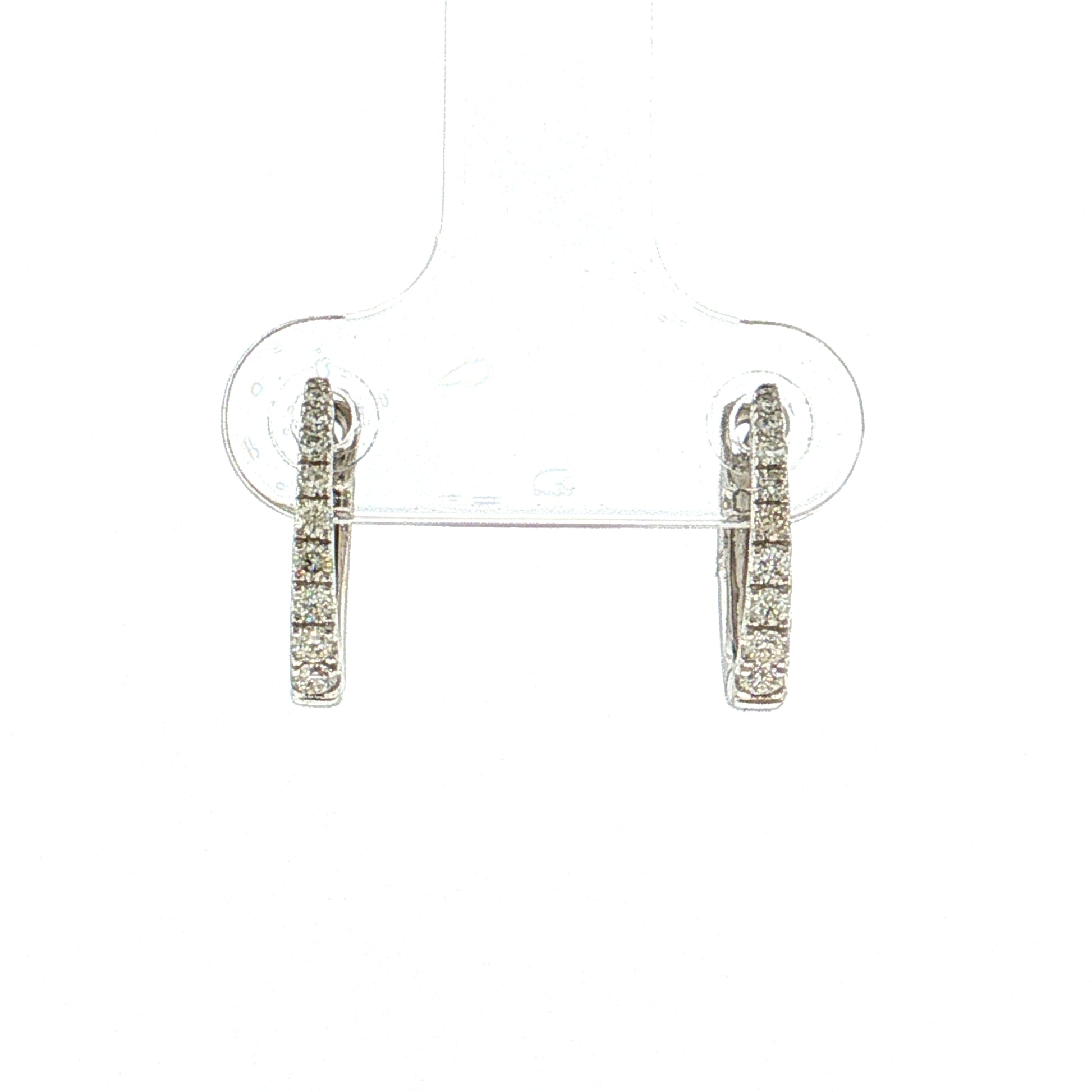 .20 Graduated Diamond Hoop Earrings 14k White Gold
