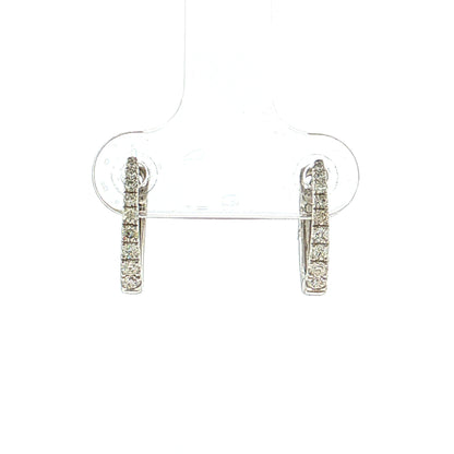 .20 Graduated Diamond Hoop Earrings 14k White Gold