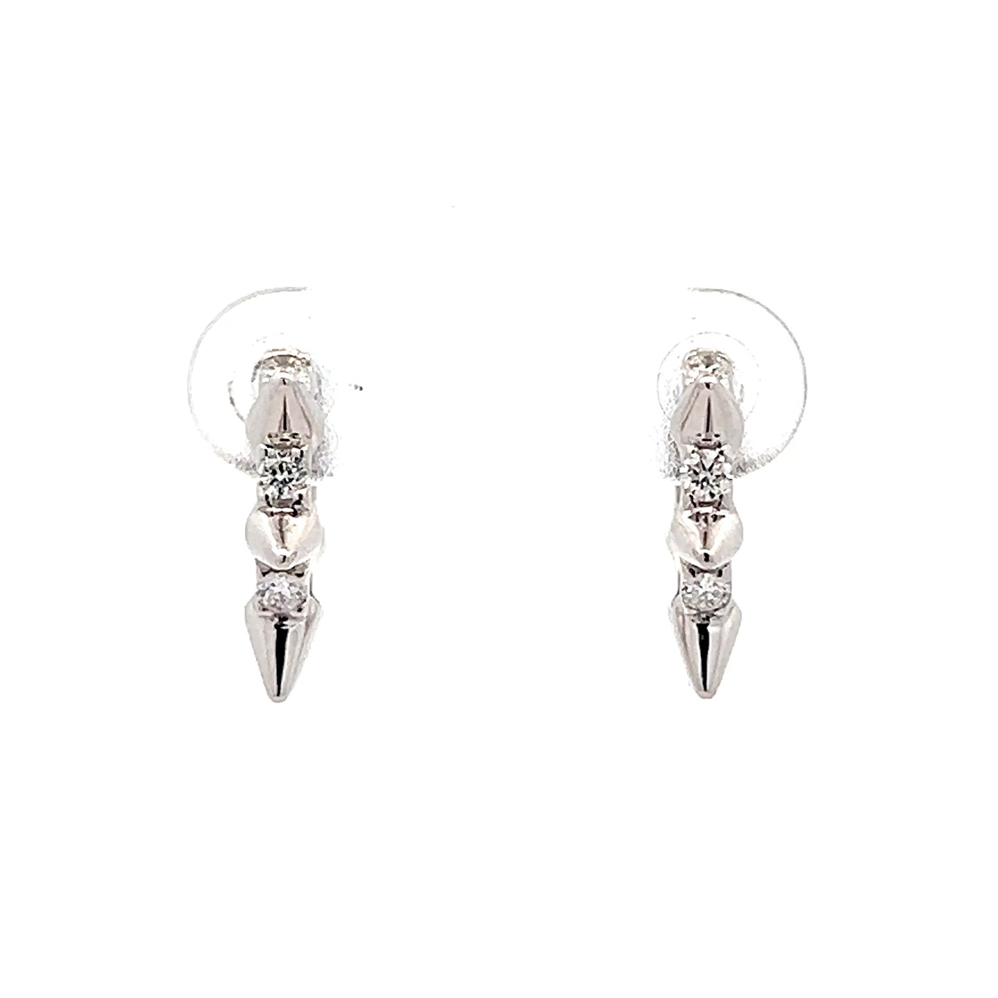 .20 Spiked Diamond Hoop Earrings in 14k White Gold