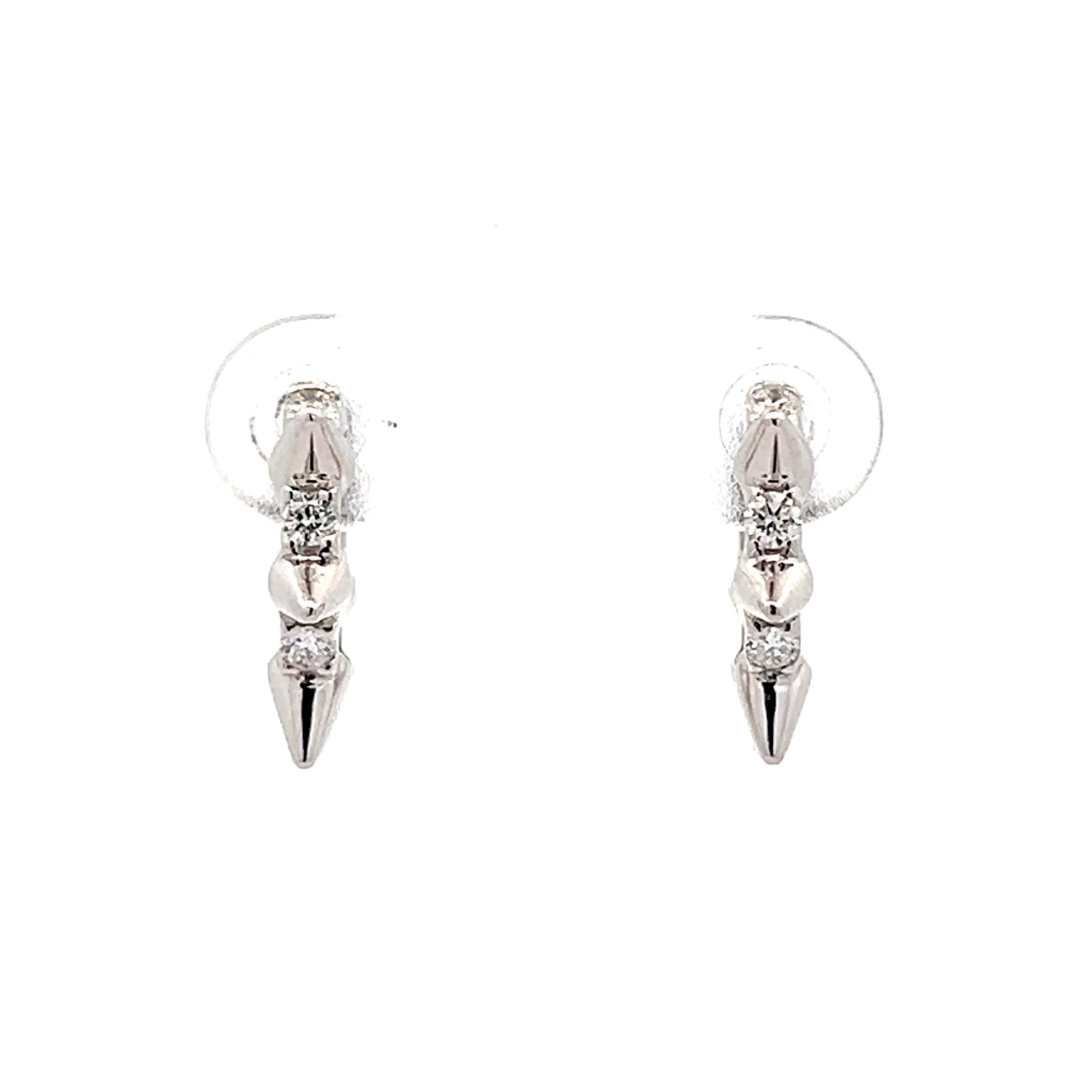.20 Spiked Diamond Hoop Earrings in 14k White Gold