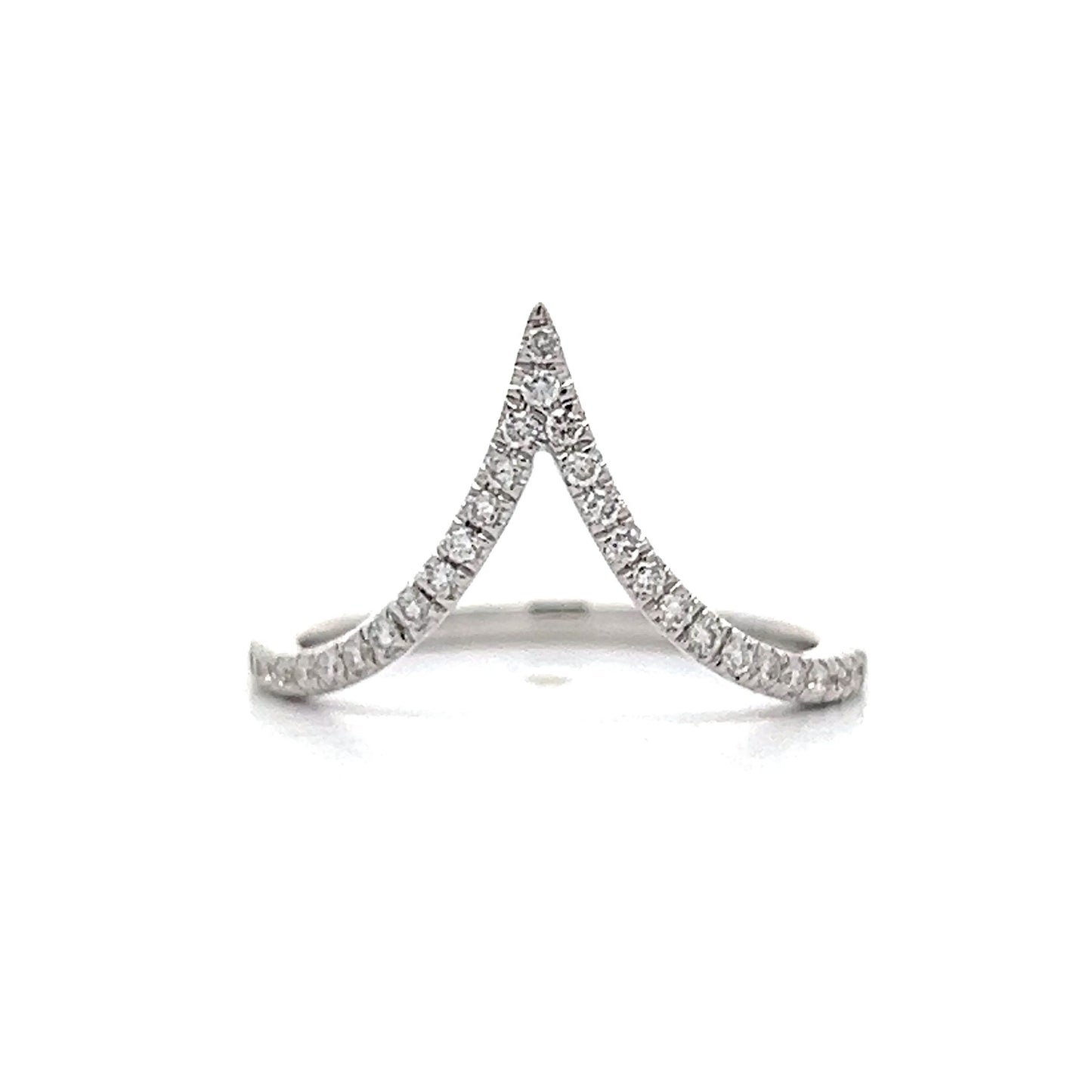 .20 V Shaped Diamond Wedding Band in 14k White Gold