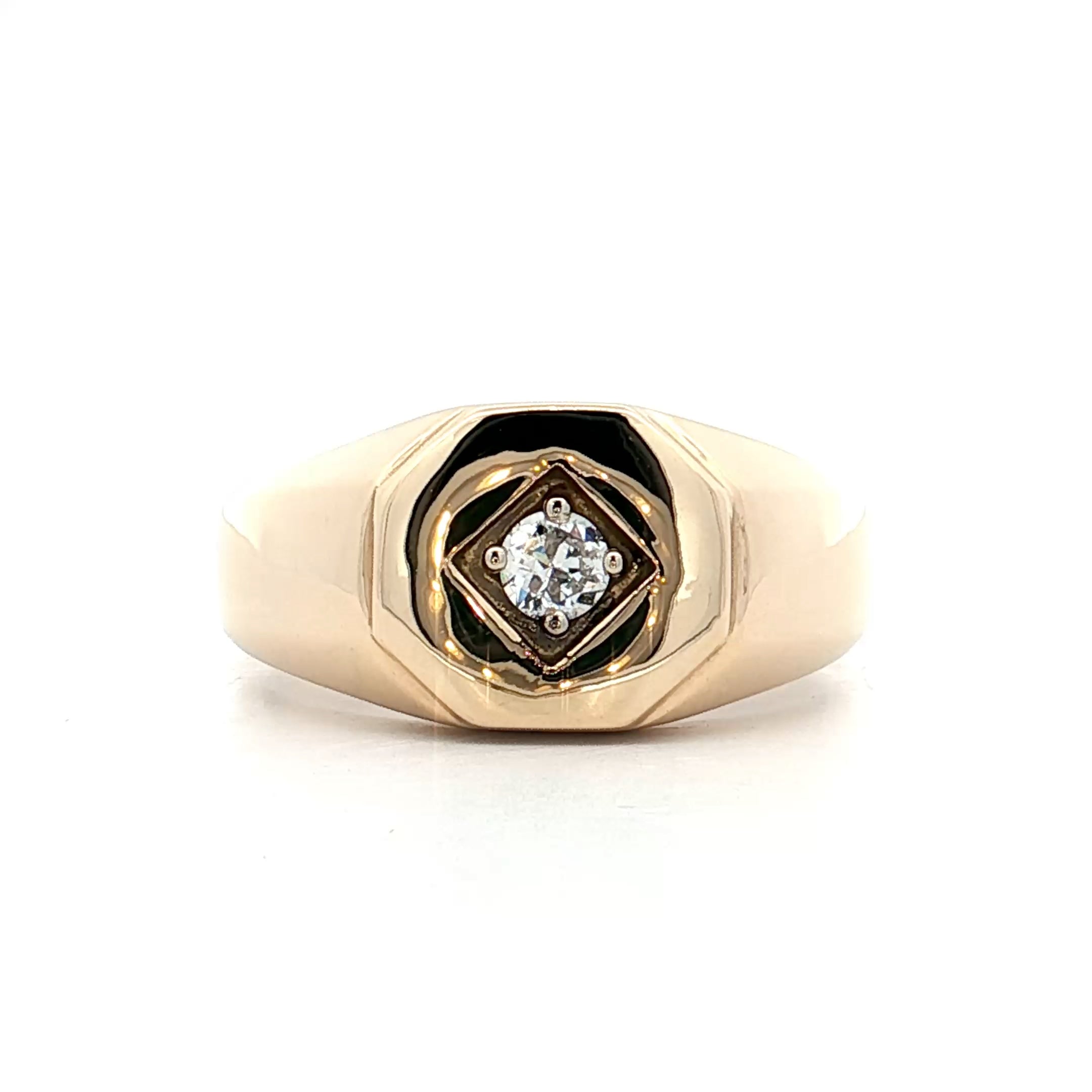 20 Vintage Mens Diamond Signet Ring 14k Yellow Gold – Filigree