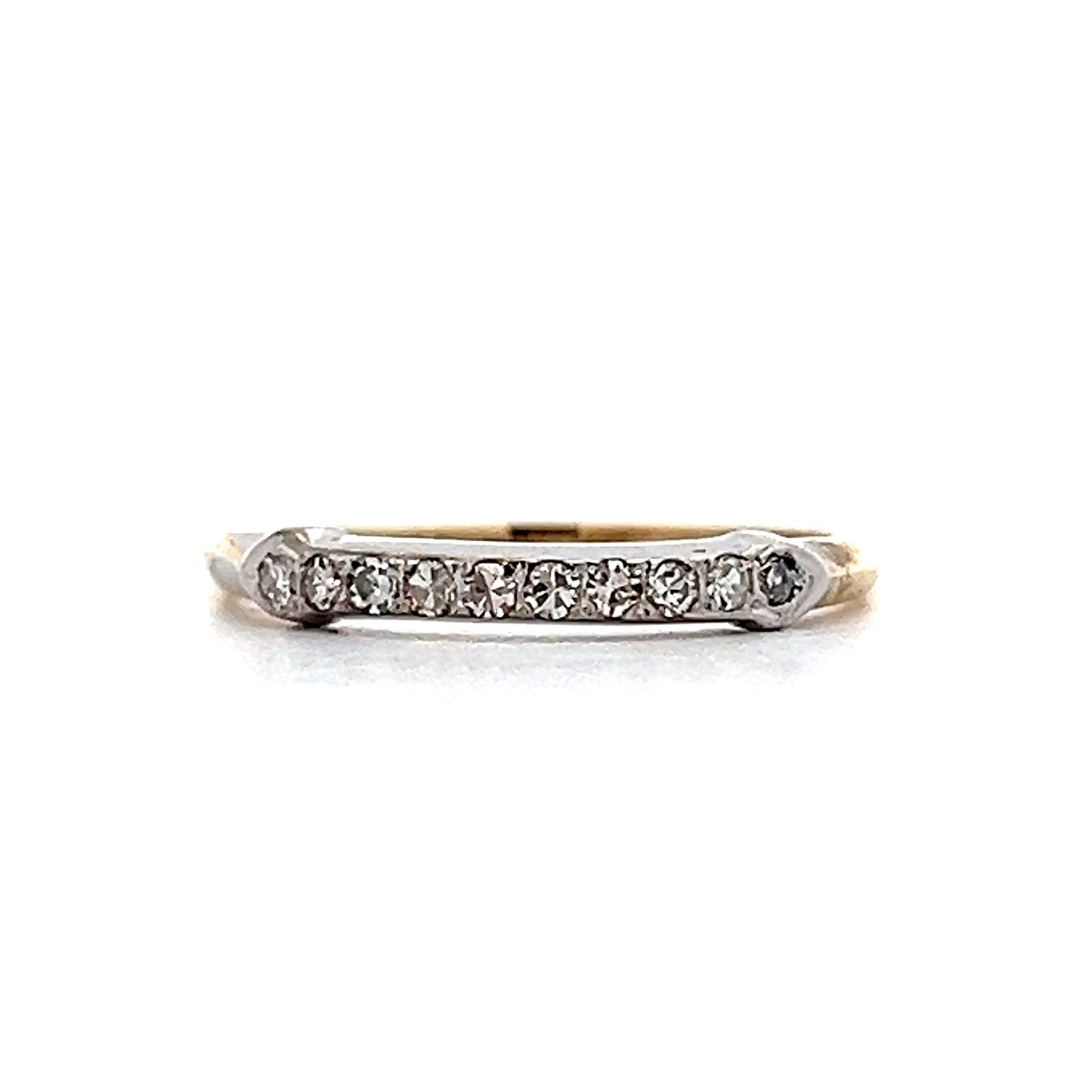 .20 Vintage Retro Diamond Wedding Band in 14k & Platinum
