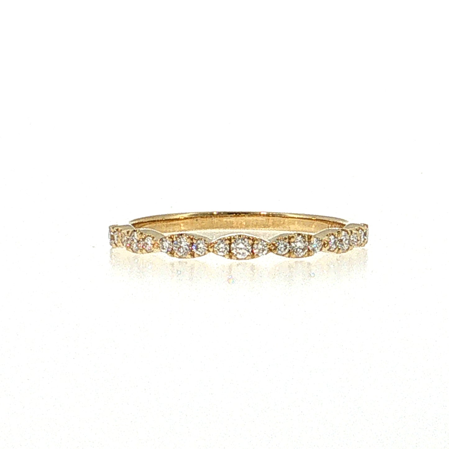 .21 Diamond Pave Stacking Wedding Band 14k Yellow Gold