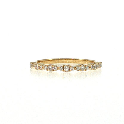 .21 Diamond Pave Stacking Wedding Band 14k Yellow Gold