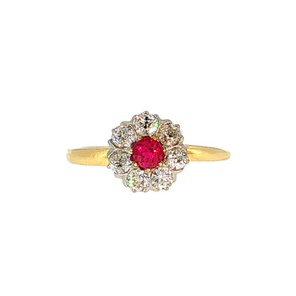 .21 Victorian Ruby & Diamond Halo Ring 14k & Platinum