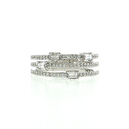 .22 Baguette Diamond Cocktail Ring 14k White Gold