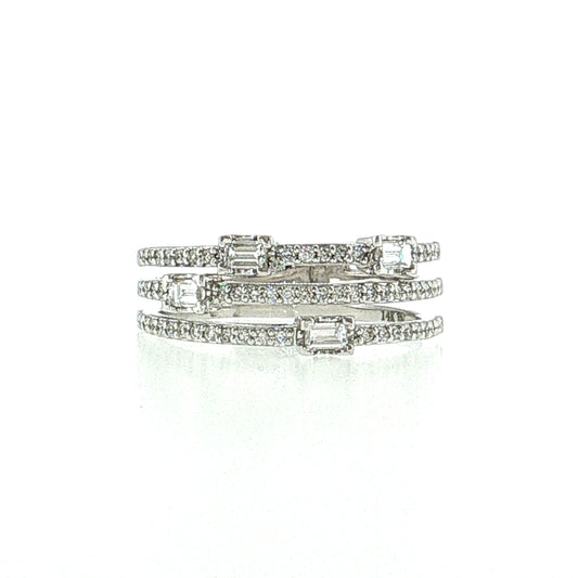 .22 Baguette Diamond Cocktail Ring 14k White Gold