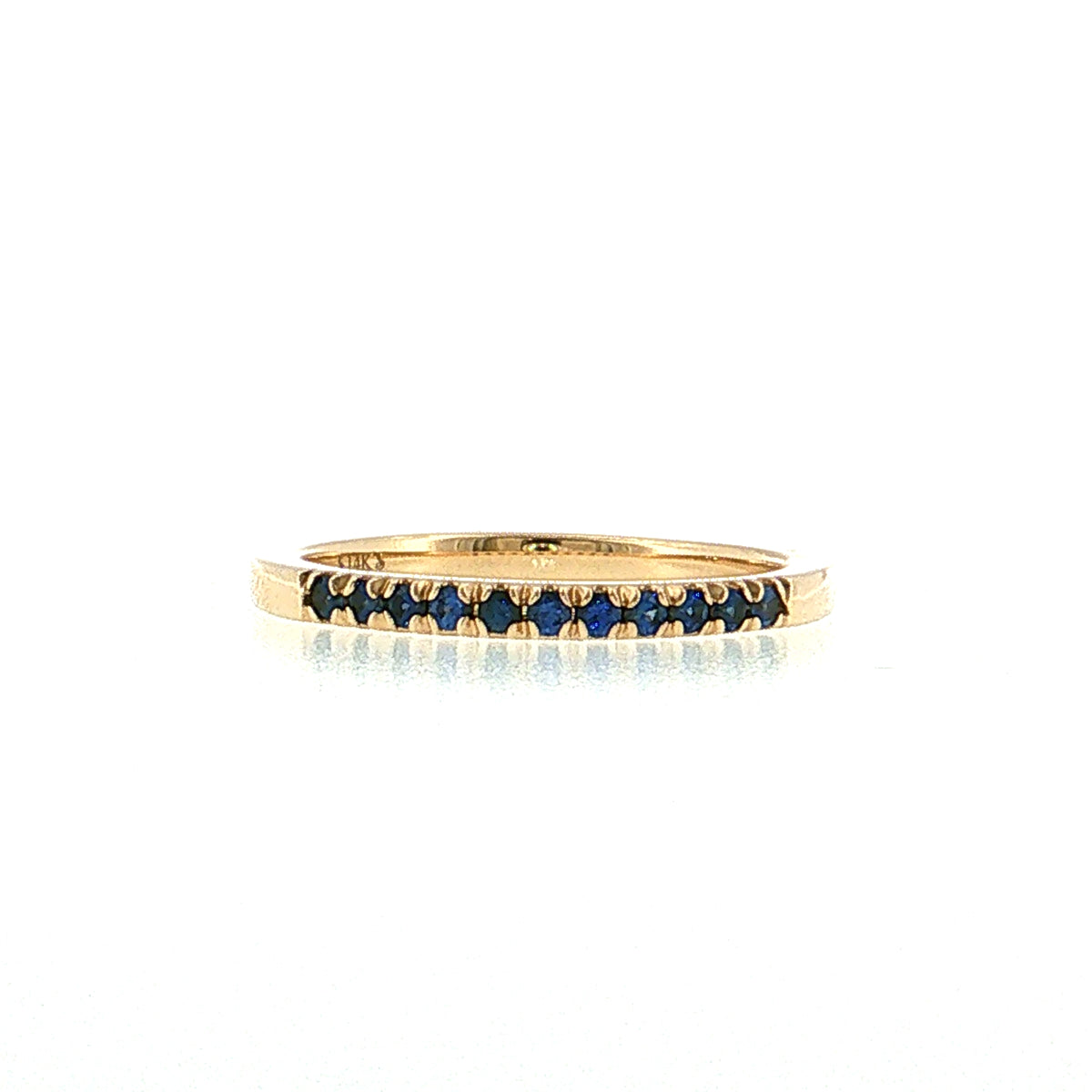 .22 Blue Sapphire Wedding Band 14k Yellow Gold