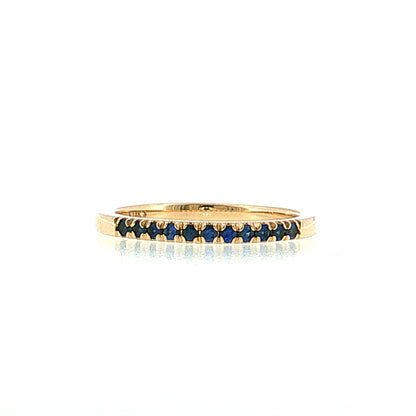 .22 Blue Sapphire Wedding Band 14k Yellow Gold