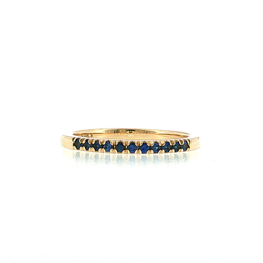 .22 Blue Sapphire Wedding Band 14k Yellow Gold