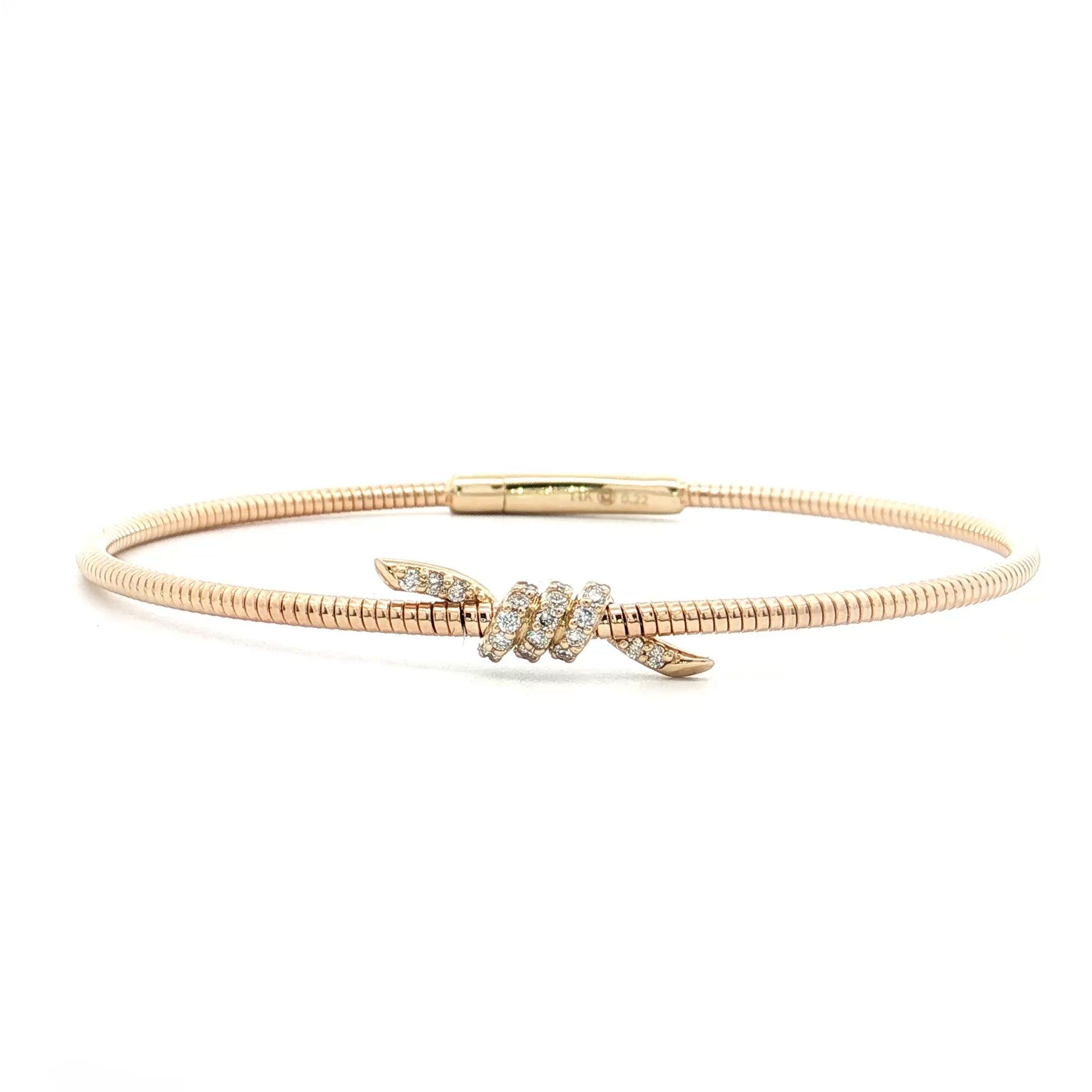 .22 Diamond Pave Bangle Bracelet 14k Rose Gold