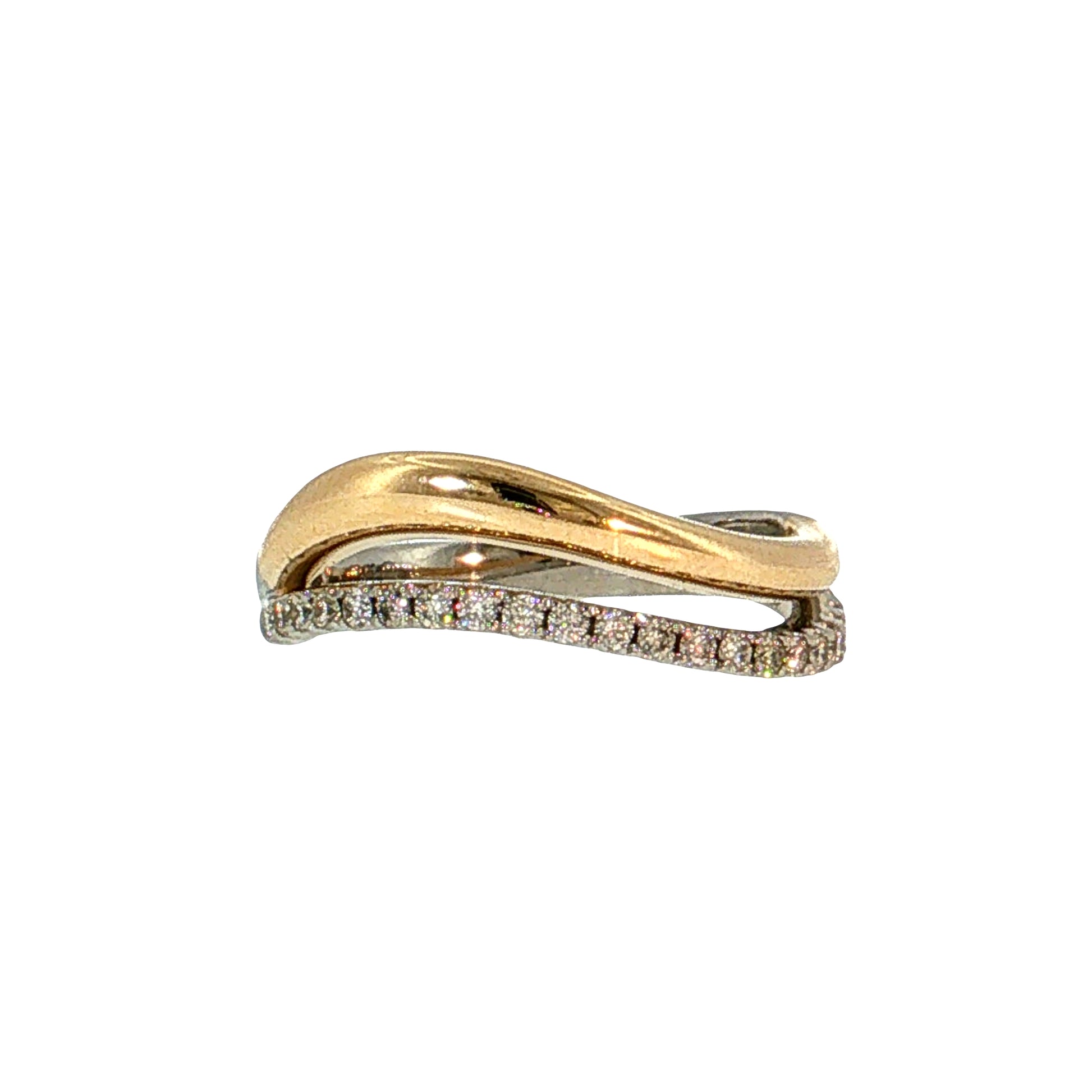 .22 Diamond Wave Stacking Ring 14k & Platinum