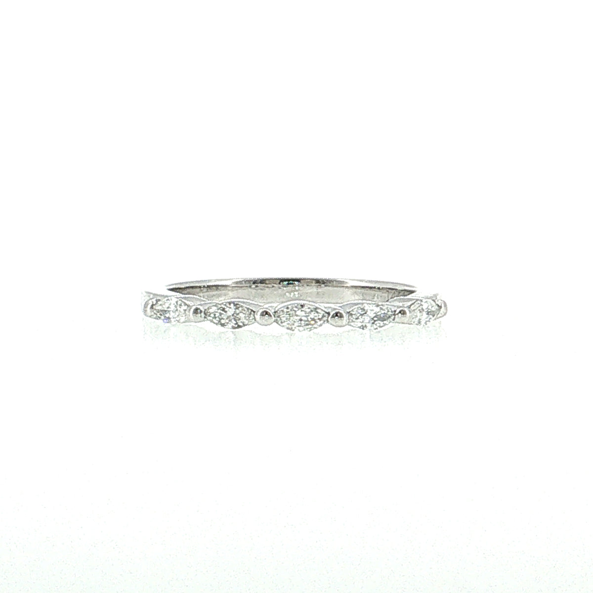 .22 East/West Marquise Diamond Wedding Band 14k White Gold