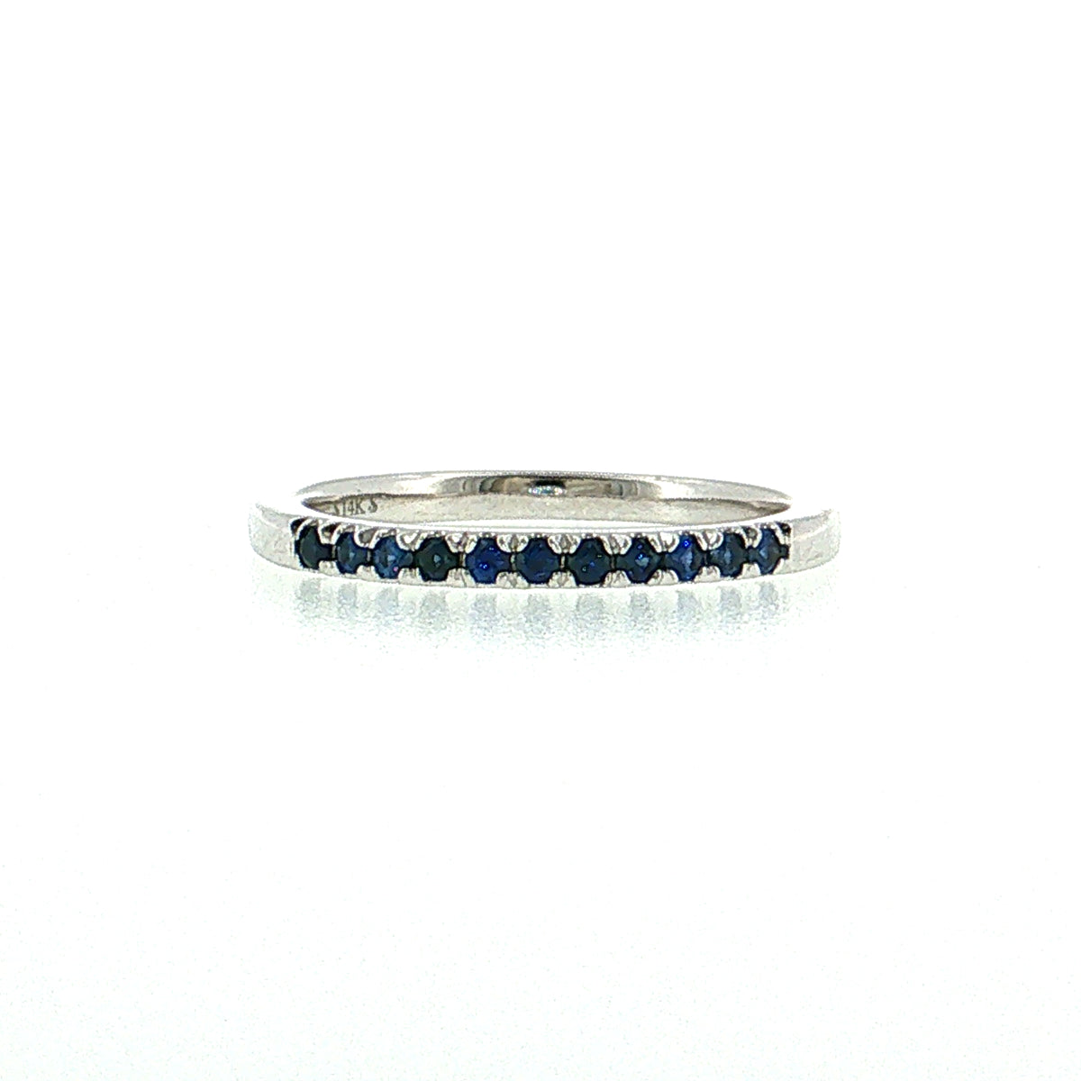 .22 French Set Sapphire Wedding Ring 14k Yellow Gold