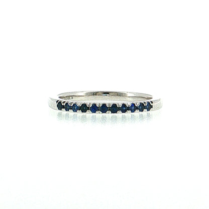 .22 French Set Sapphire Wedding Ring 14k Yellow Gold