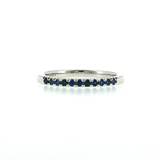 .22 French Set Sapphire Wedding Ring 14k Yellow Gold