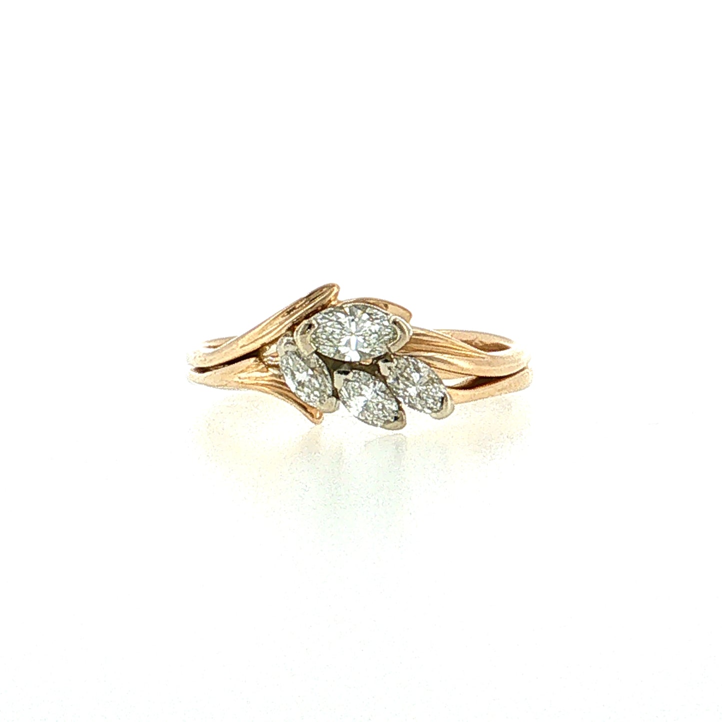 .22 Marquise Diamond Cluster Engagement Ring 14k