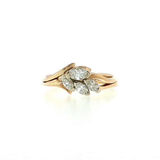 .22 Marquise Diamond Cluster Engagement Ring 14k