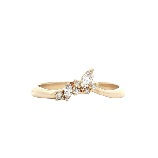 .22 Marquise & Round Diamond Wedding Band 14k