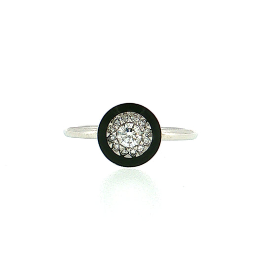 .23 Diamond & Black Enamel Cocktail Ring Platinum