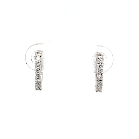 .23 Diamond Huggie Hoop Earrings in 14k White Gold