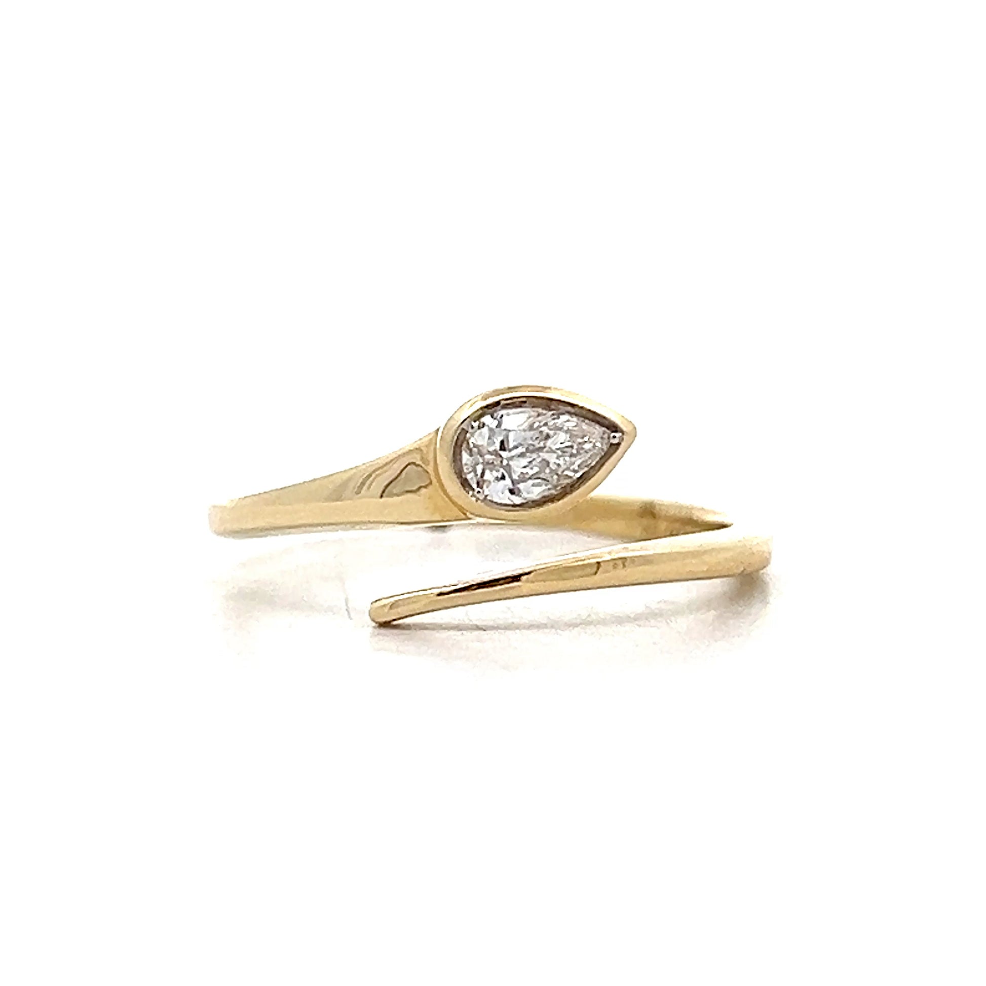 .23 Pear Diamond Snake Ring in 14k Yellow Gold