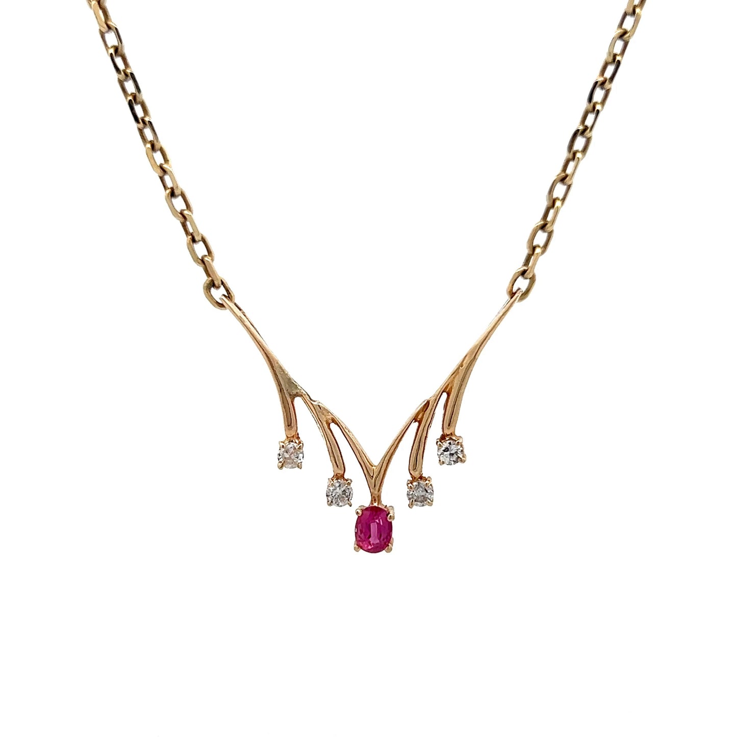 .23 Ruby & Diamond Pendant Necklace in 14k