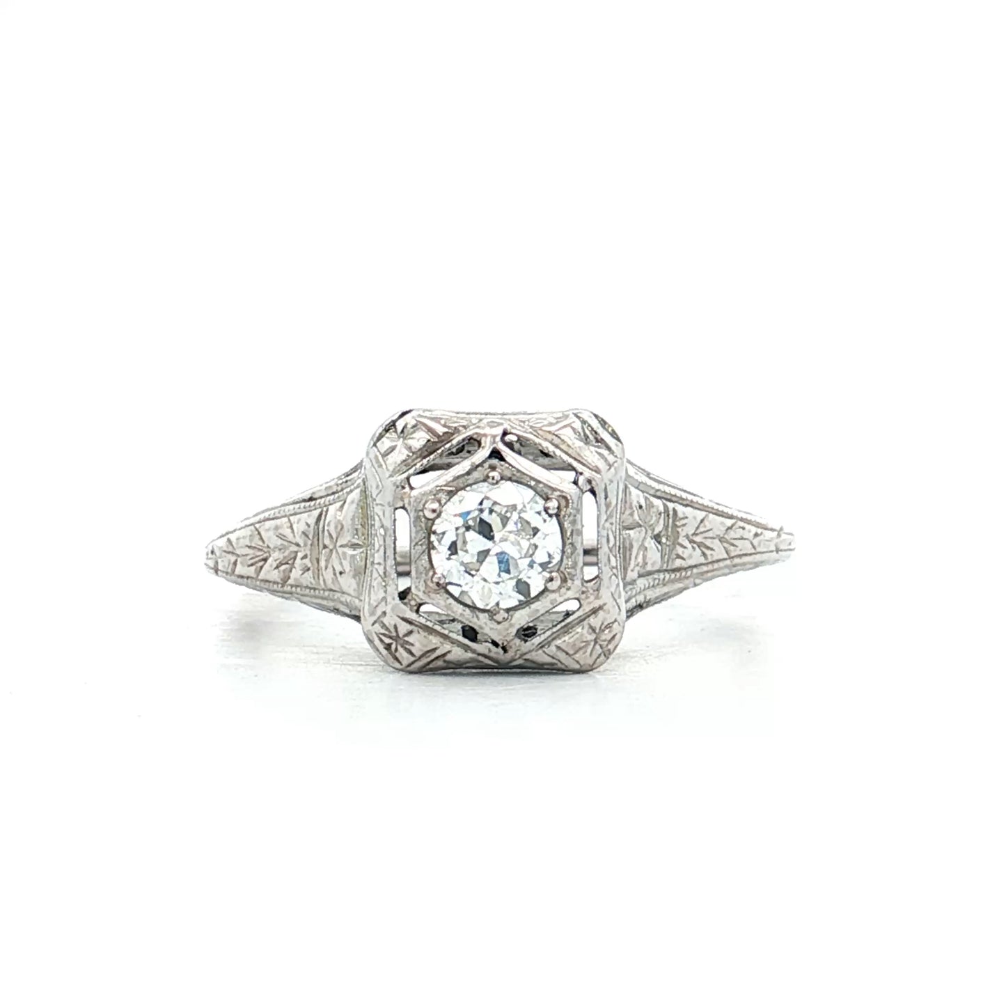 .24 Antique Deco Filigree Engagement Ring 18k
