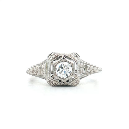 .24 Antique Deco Filigree Engagement Ring 18k