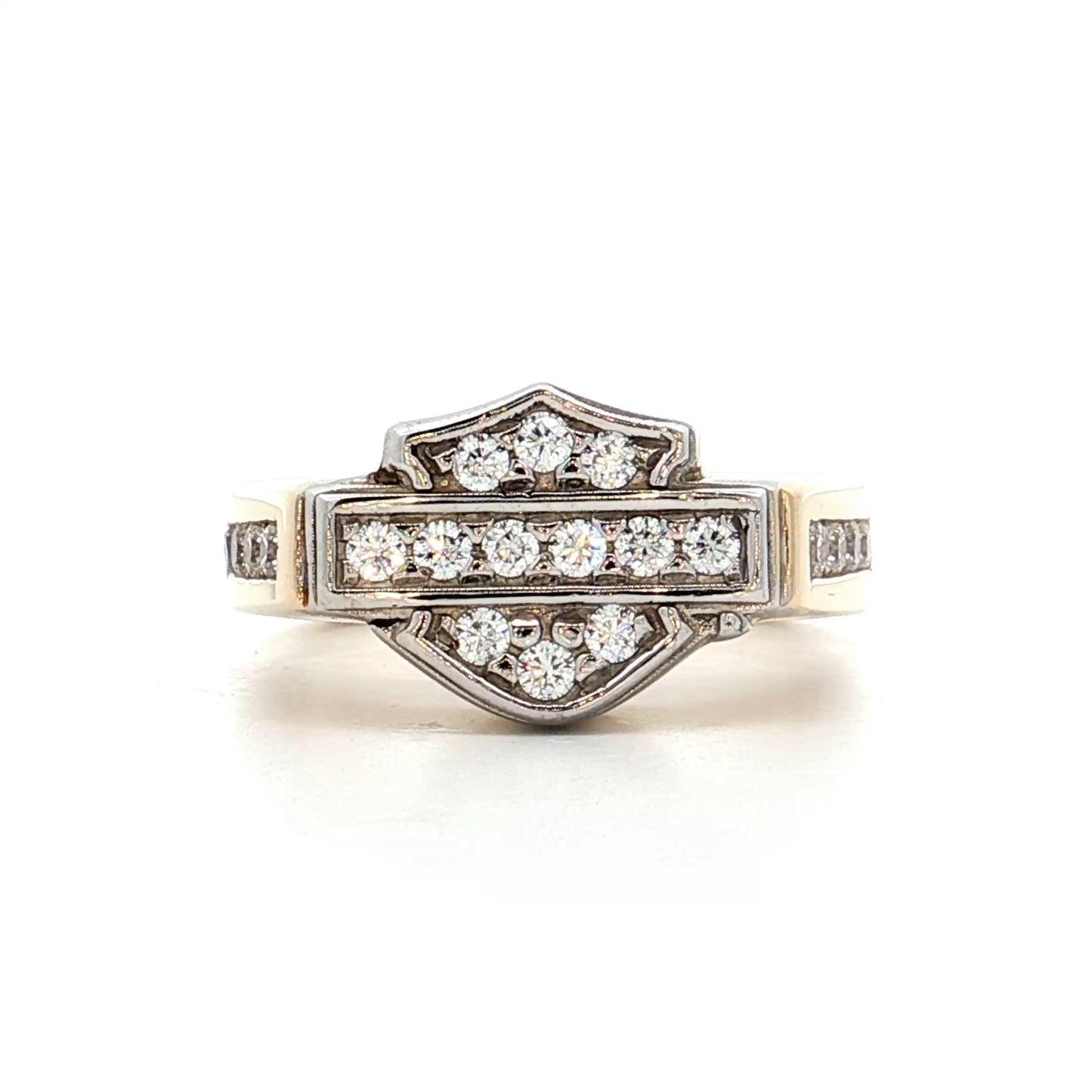 .24 Diamond Harley Davidson Ring 14k Yellow Gold