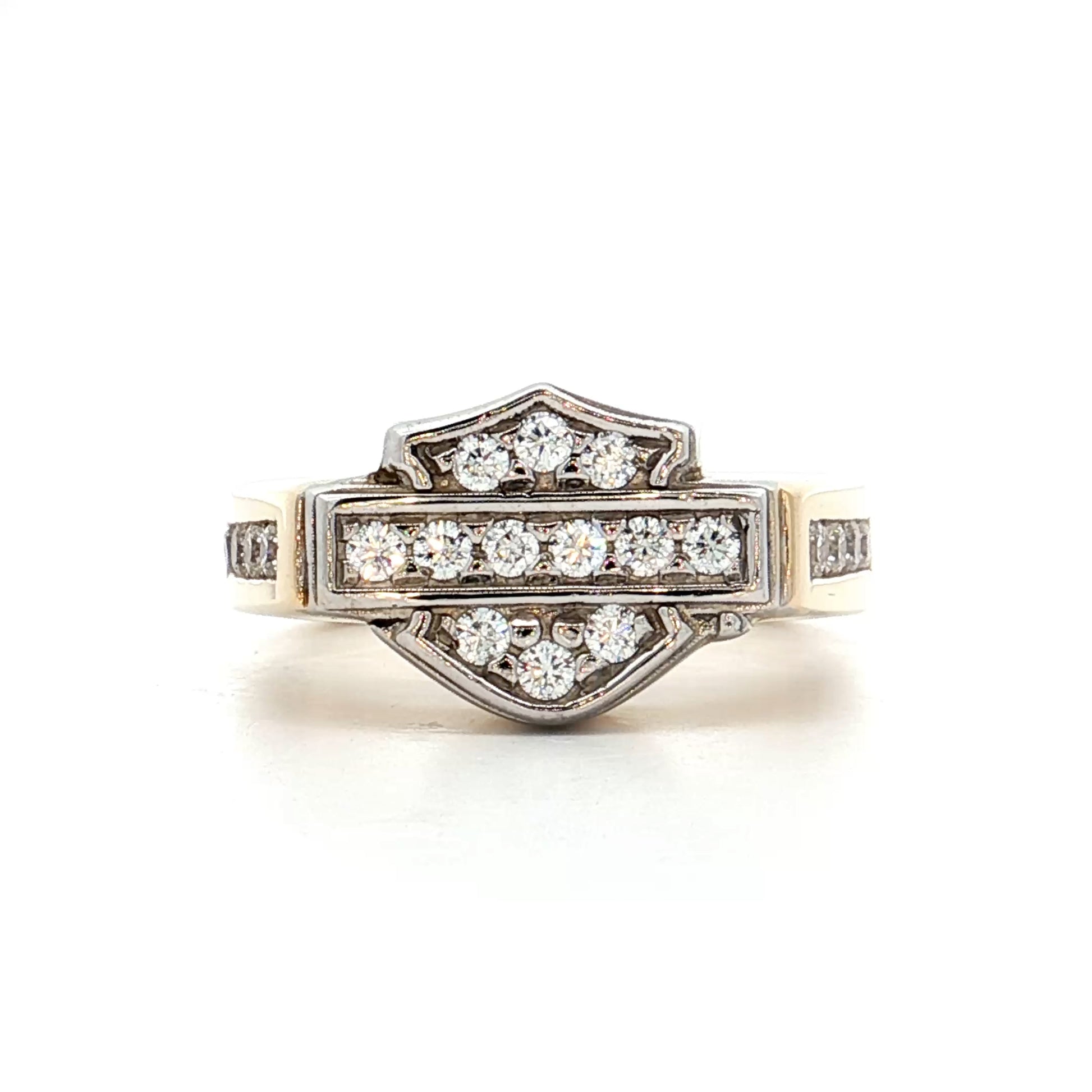 .24 Diamond Harley Davidson Ring 14k Yellow Gold