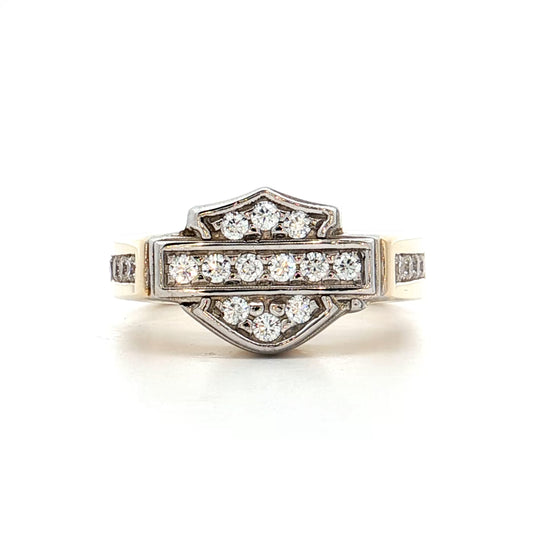 .24 Diamond Harley Davidson Ring 14k Yellow Gold