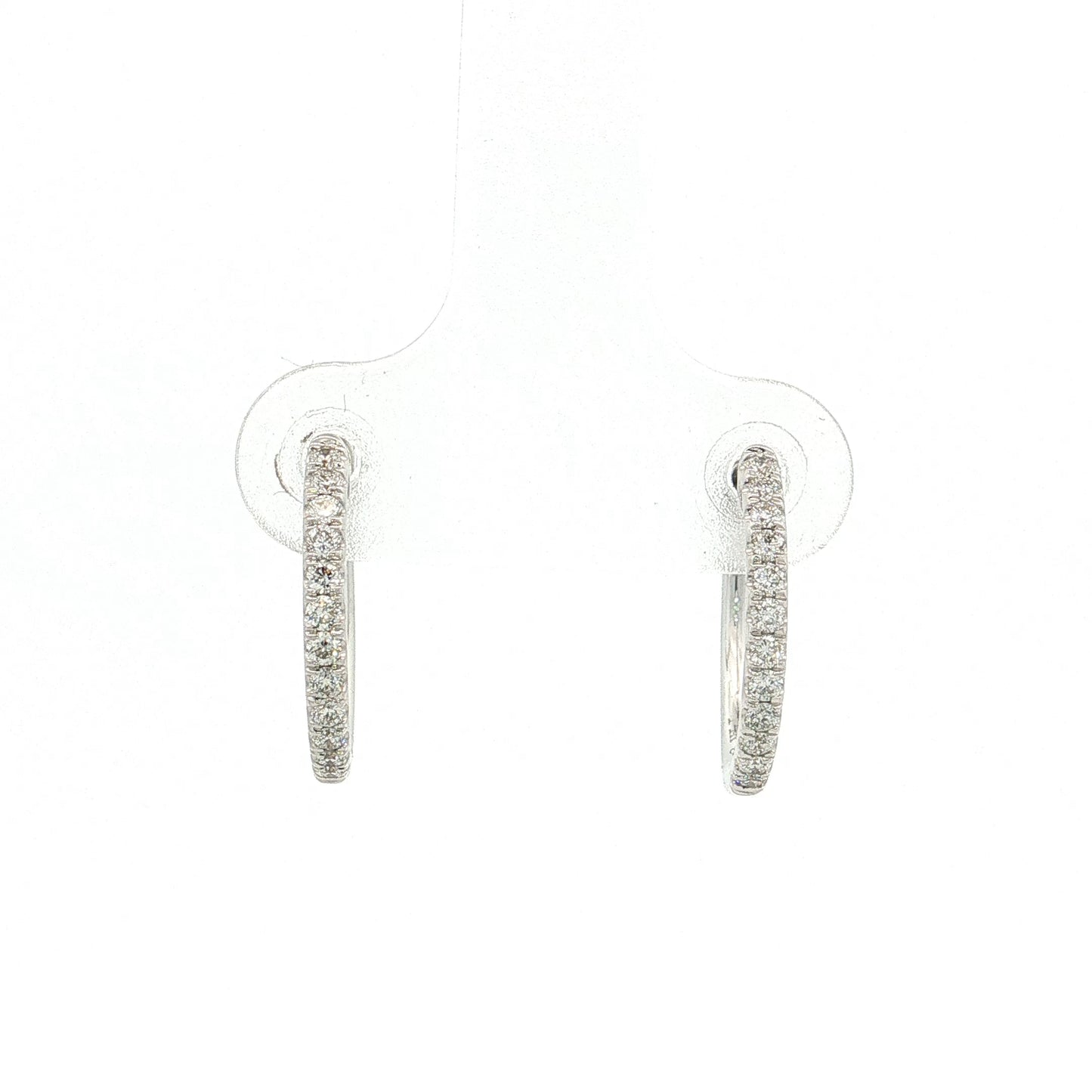 .24 Diamond Hoop Earrings 14k White Gold