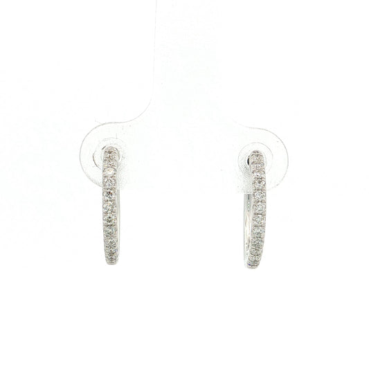 .24 Diamond Hoop Earrings 14k White Gold