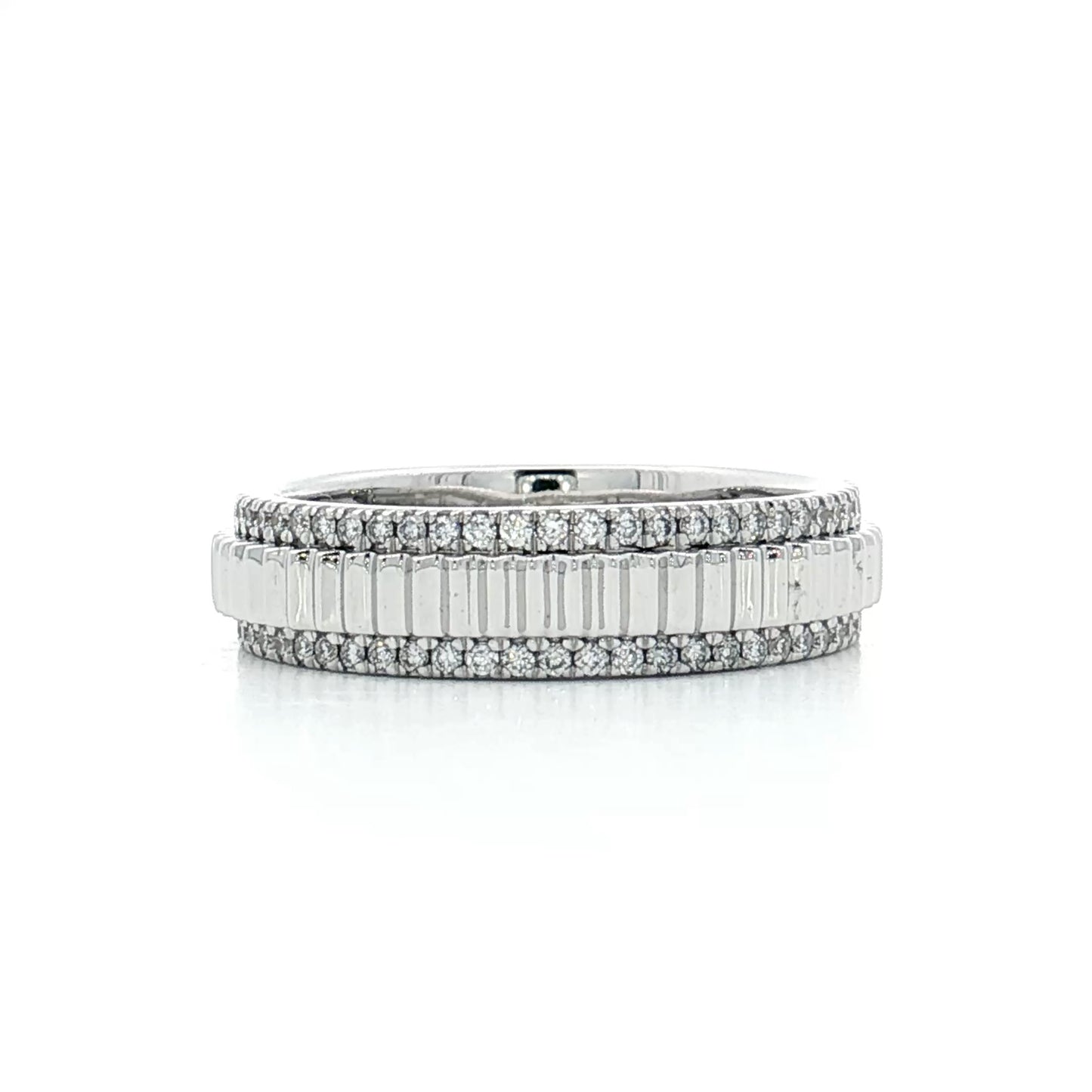 .24 Pave Diamond Coin Edge Wedding Band 14k