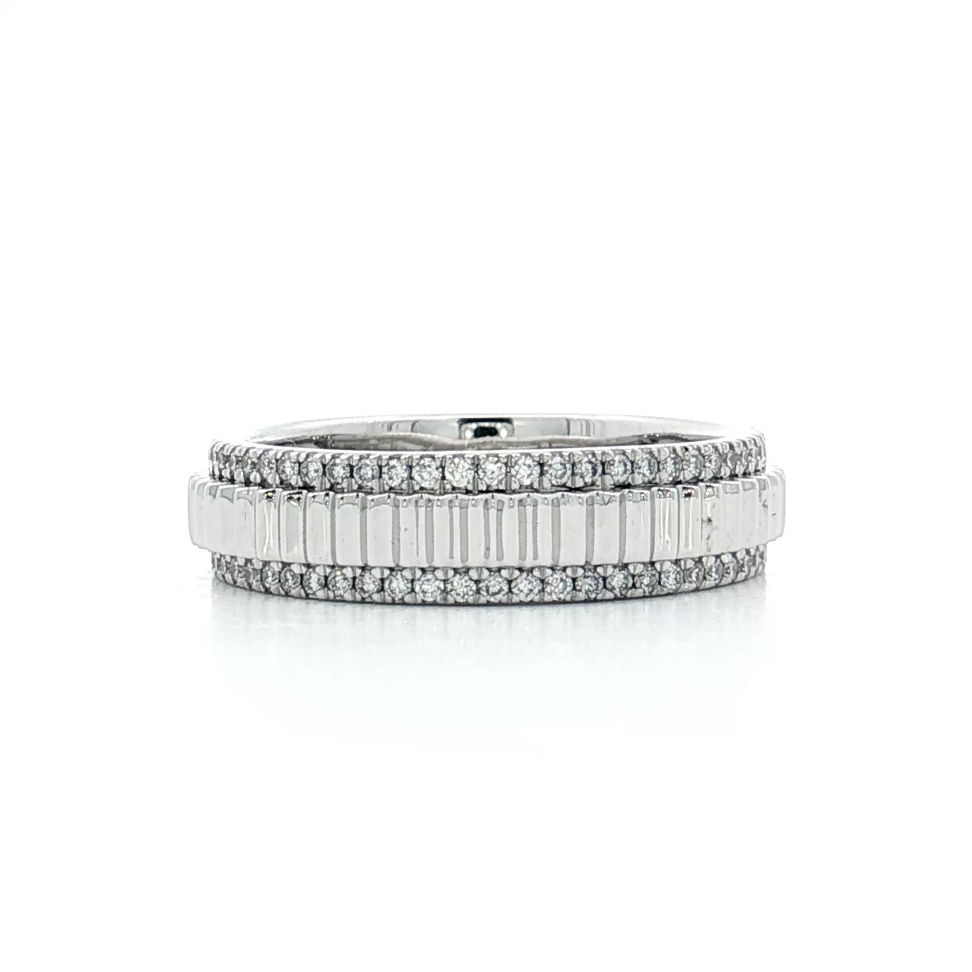 .24 Pave Diamond Coin Edge Wedding Band 14k