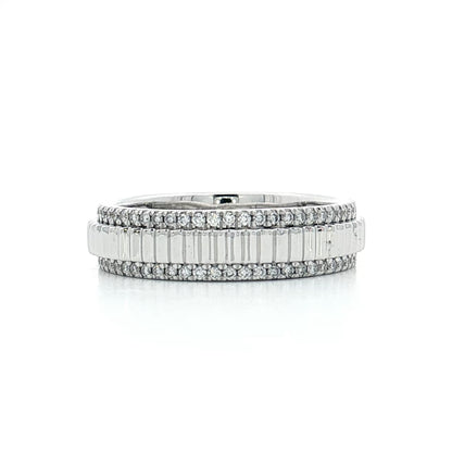 .24 Pave Diamond Coin Edge Wedding Band 14k
