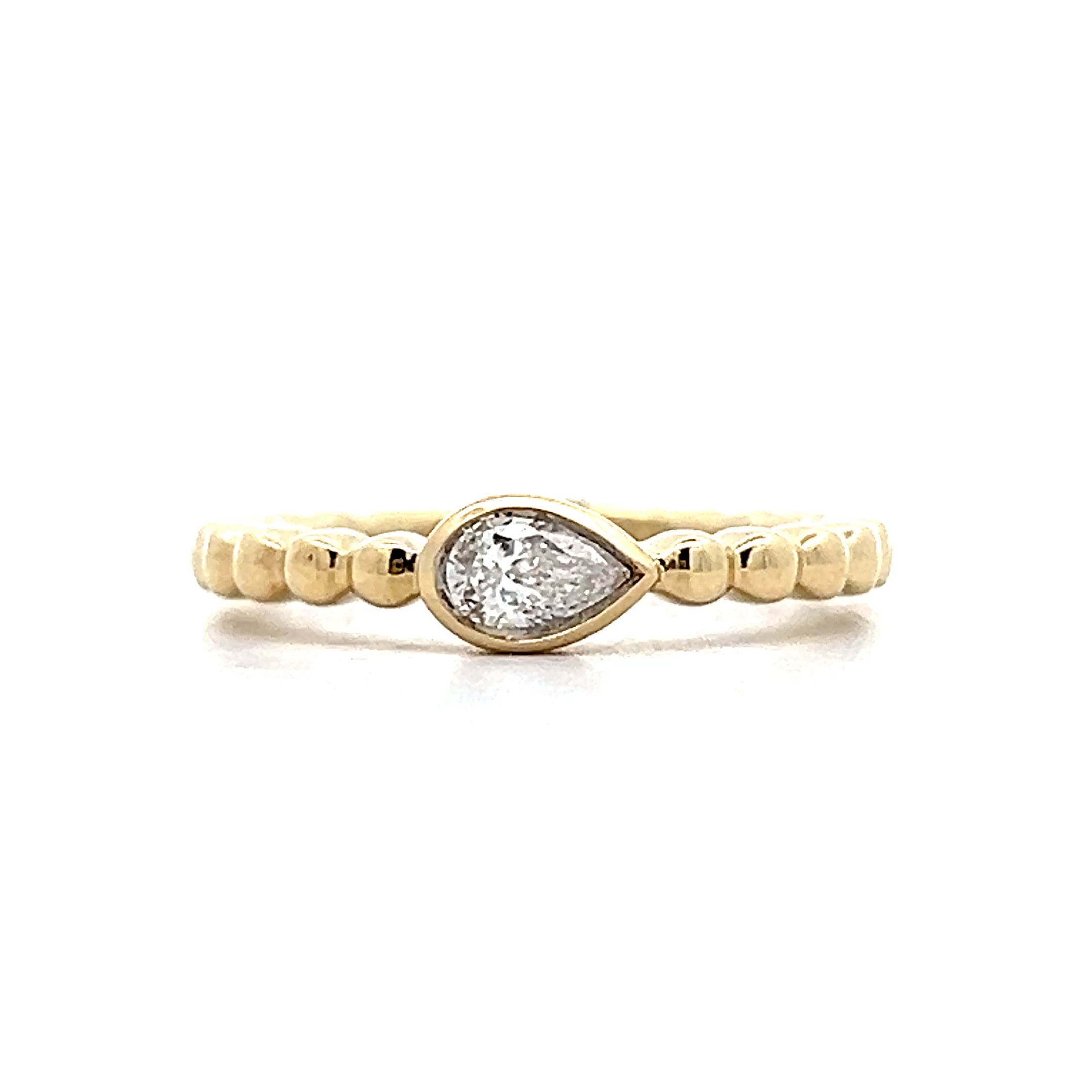 .24 Pear Diamond Stacking Ring in 14k Yellow Gold – Filigree Jewelers
