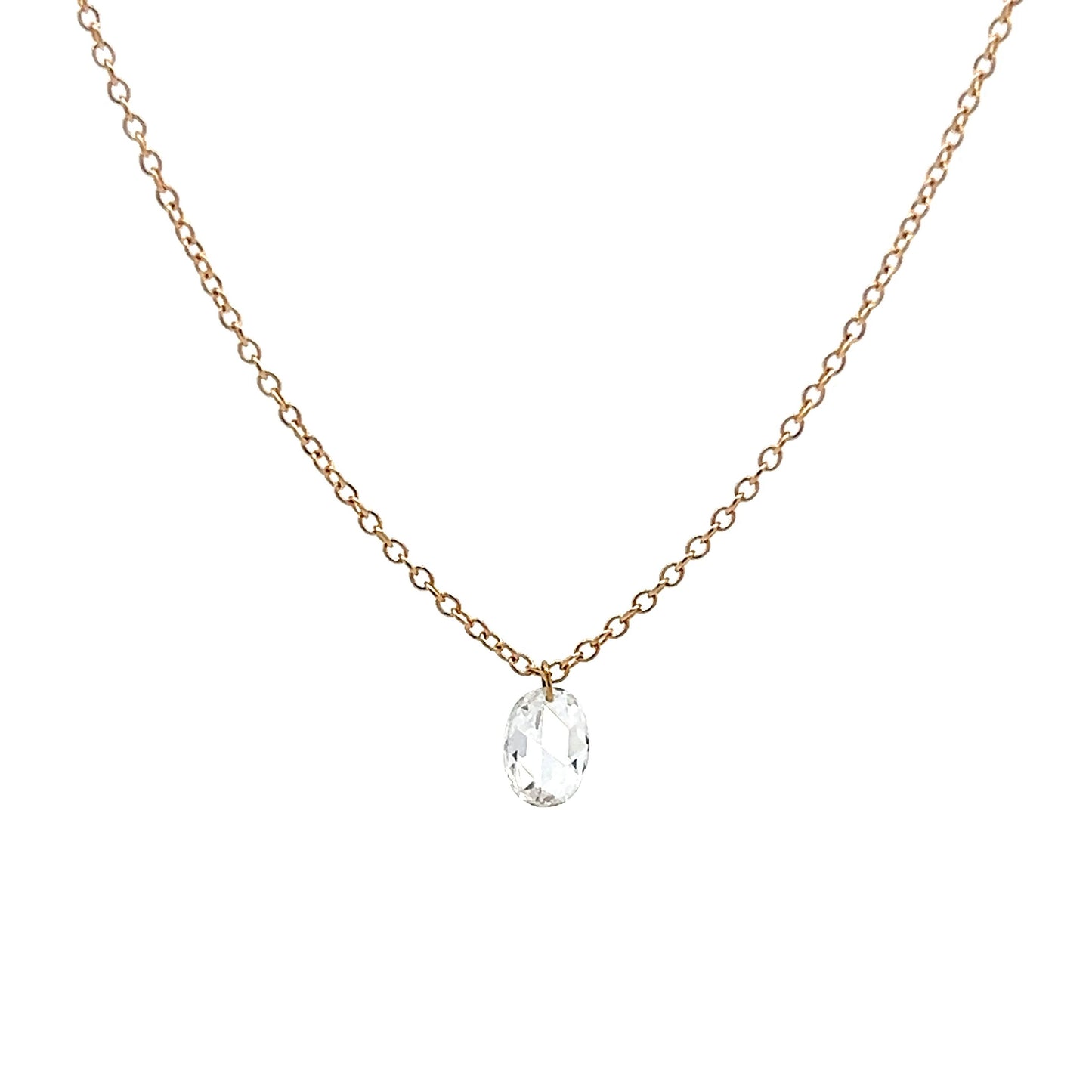 .24 Rose Cut Diamond Necklace in 14k Yellow Gold