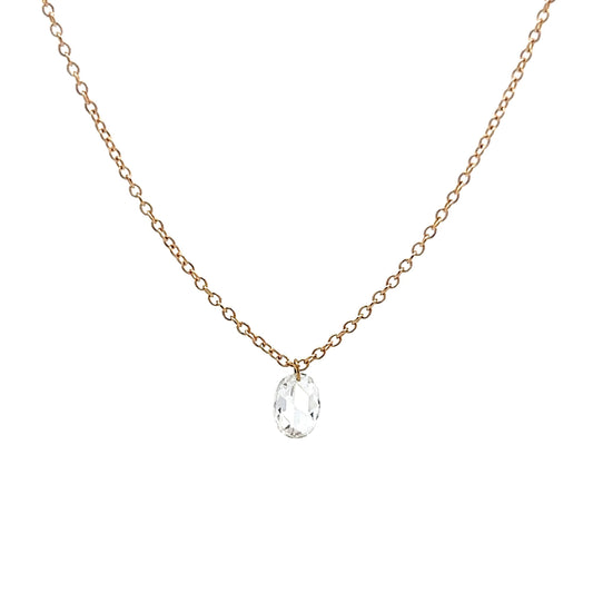 .24 Rose Cut Diamond Necklace in 14k Yellow Gold