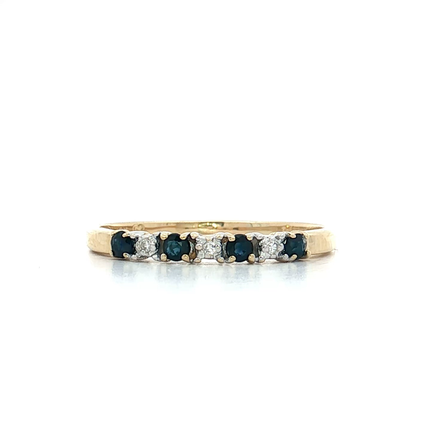 .24 Round Sapphire & Diamond Stacking Band 10k Yellow Gold