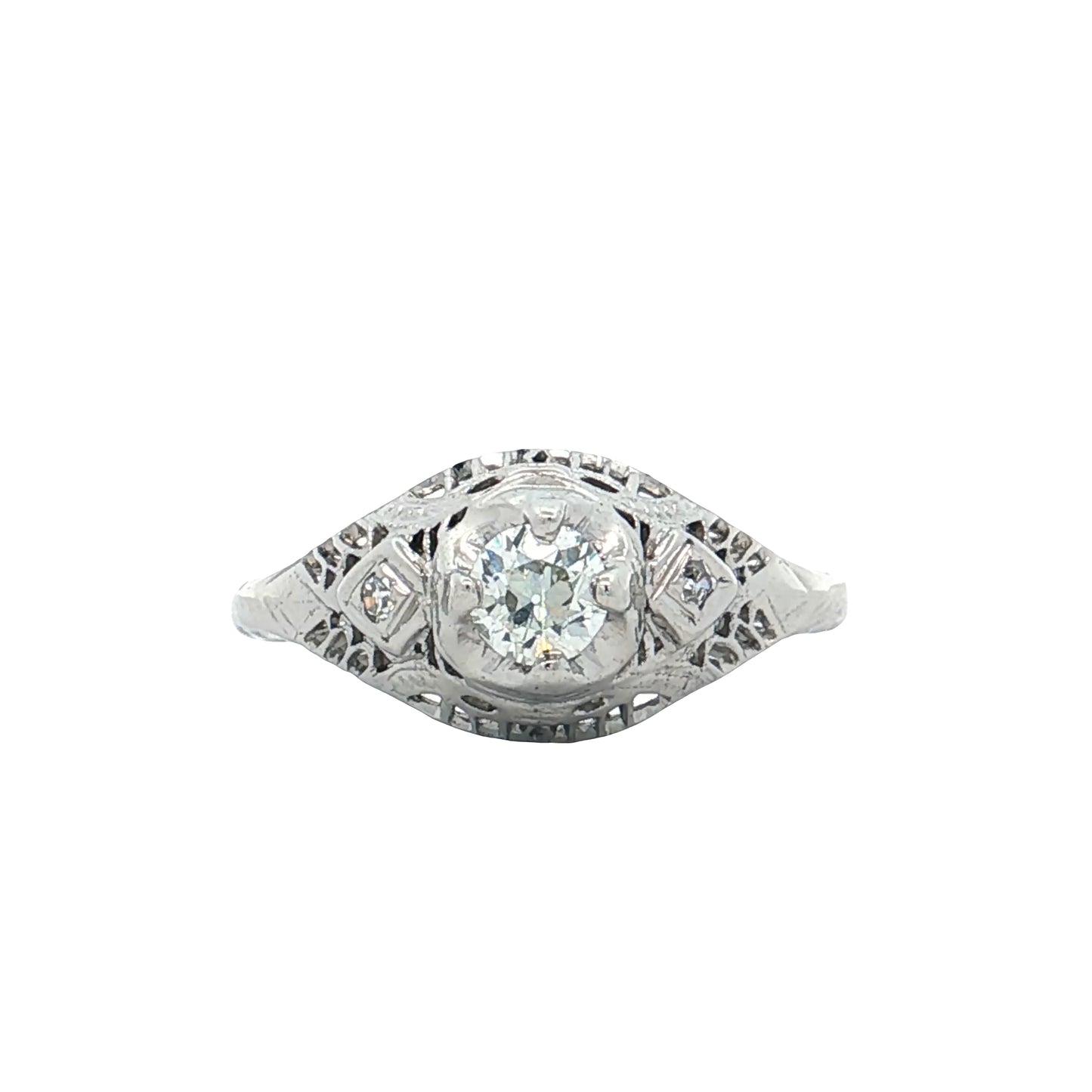 .25 Antique Deco Diamond Filigree Engagement Ring 18k
