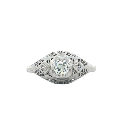 .25 Antique Deco Diamond Filigree Engagement Ring 18k