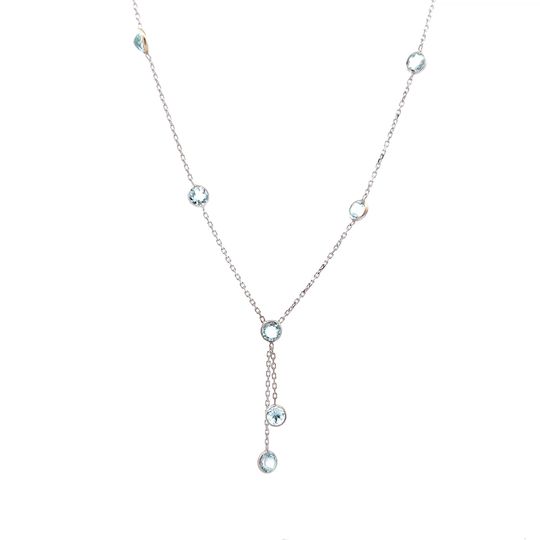 .25 Aquamarine Lariat Necklace in 14k White Gold