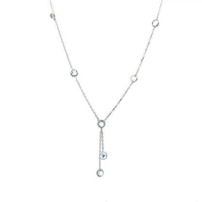 .25 Aquamarine Lariat Necklace in 14k White Gold