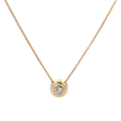 .25 Bezel Diamond Pendant Necklace 14k Yellow Gold