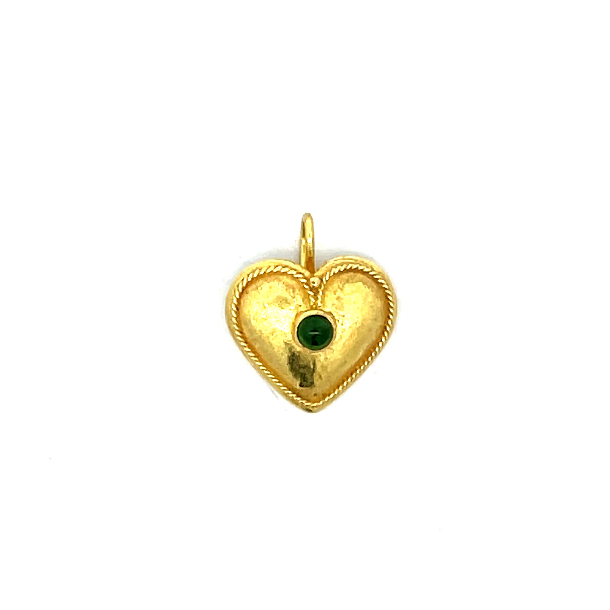 .25 Cabochon Emerald Heart Pendant in 18k