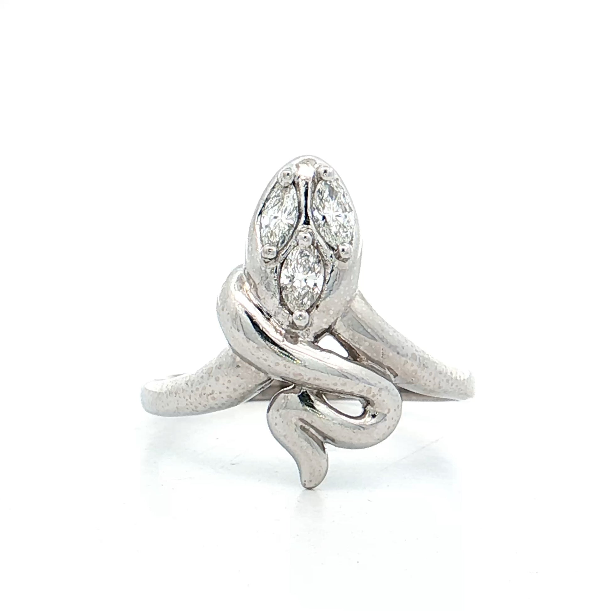 .25 Diamond Snake Cocktail Ring 18k White Gold
