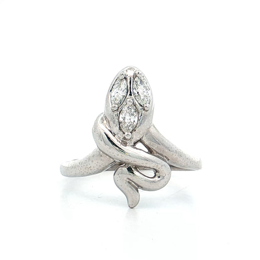 .25 Diamond Snake Cocktail Ring 18k White Gold